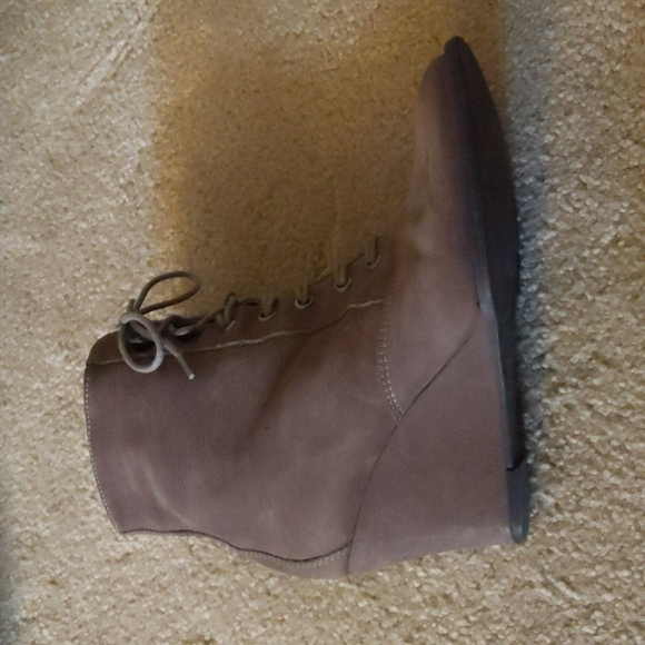 Soft Brazilian Brown Lace Up Wedge Heel Boots Size 7 - Picture 14 of 16